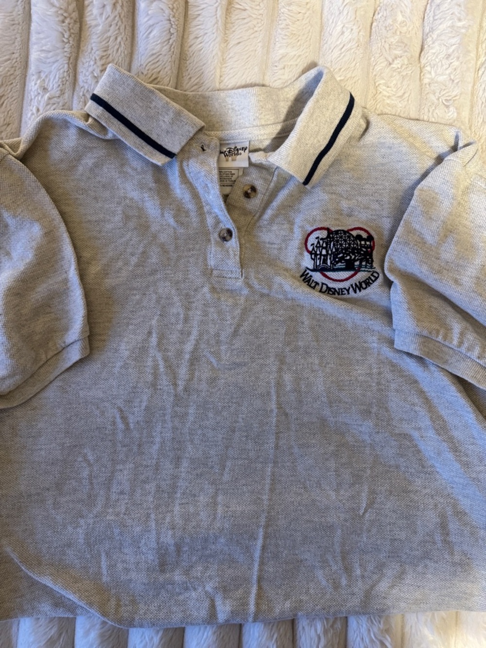 Vintage Disney Light Gray Polo with Walt Disney World Embroidery